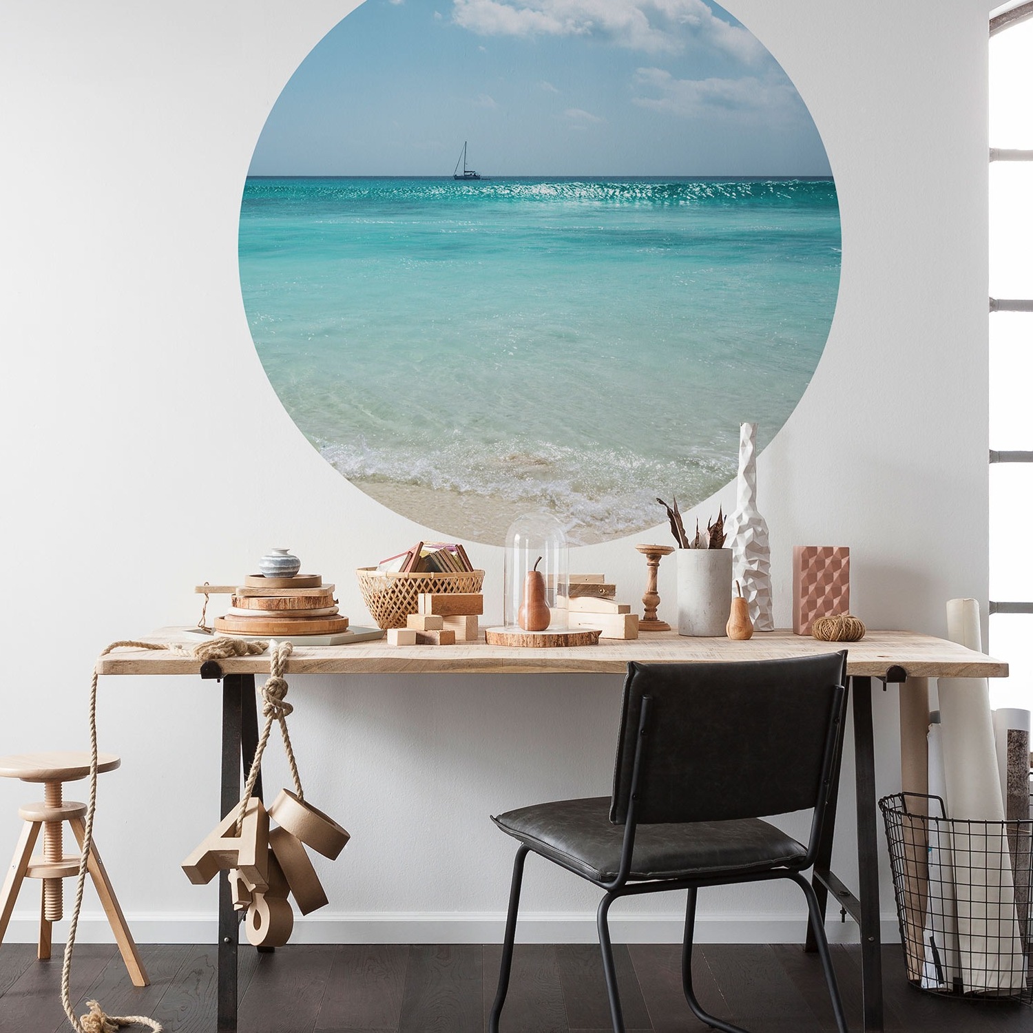 Komar Fototapete Disney Dot Lagoon 125 x 125 cm Vlies Selbstklebend Lagoon Meer Urlaub Karibik