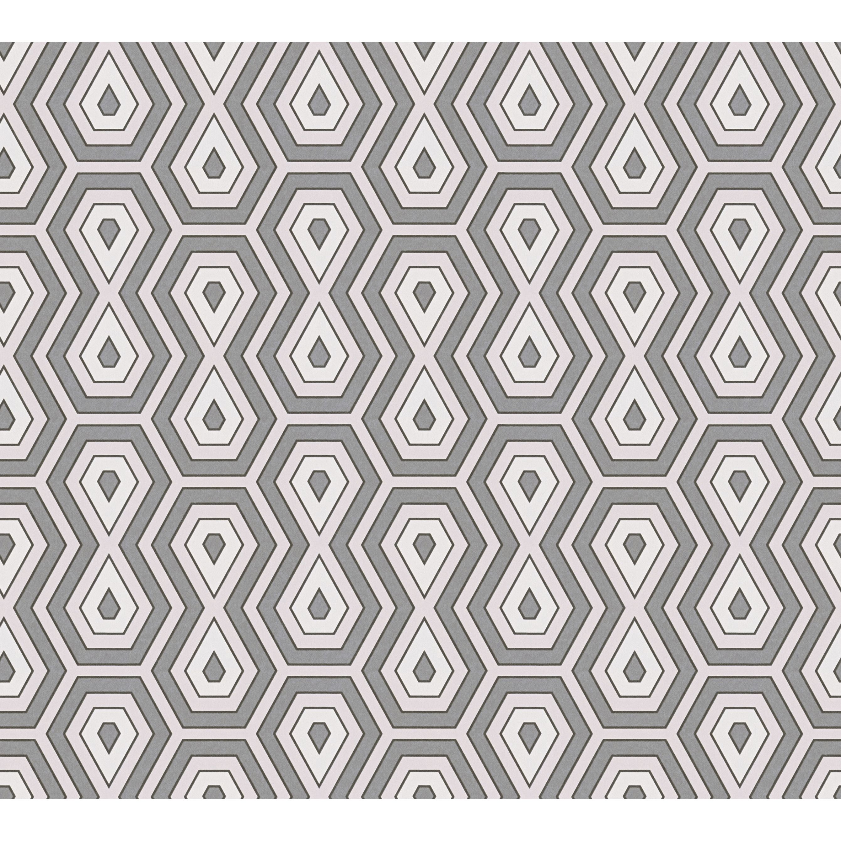 A.S. Creation | Jungle Chic | 377077 | Vliestapete | Vintage | 0.53 x 10.05 m | Grau | Rosa | Weiß