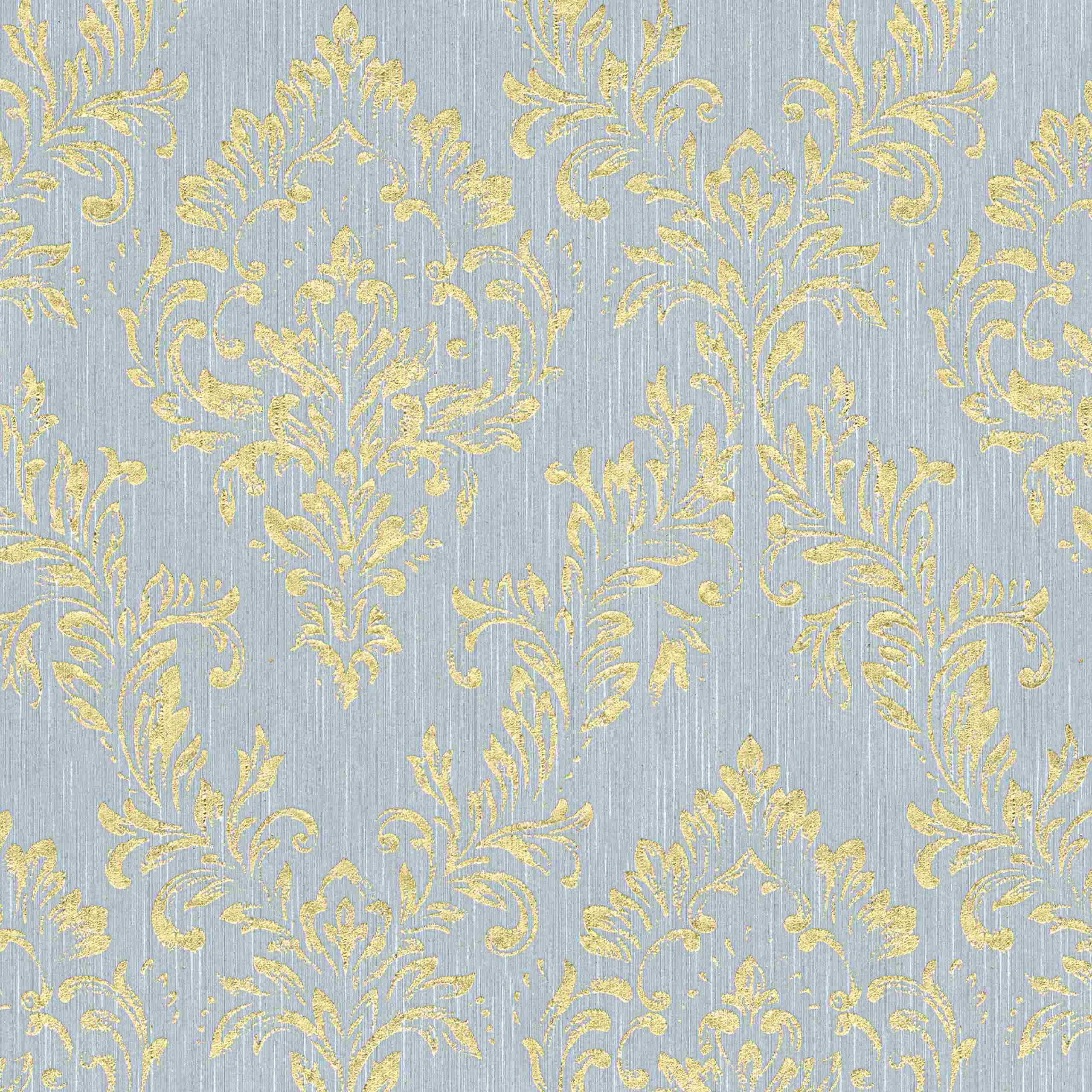 A.S. Creation | Metallic Silk | 306595 | Vliestapete | Barock | 0.53 x 10.05 m | Blau