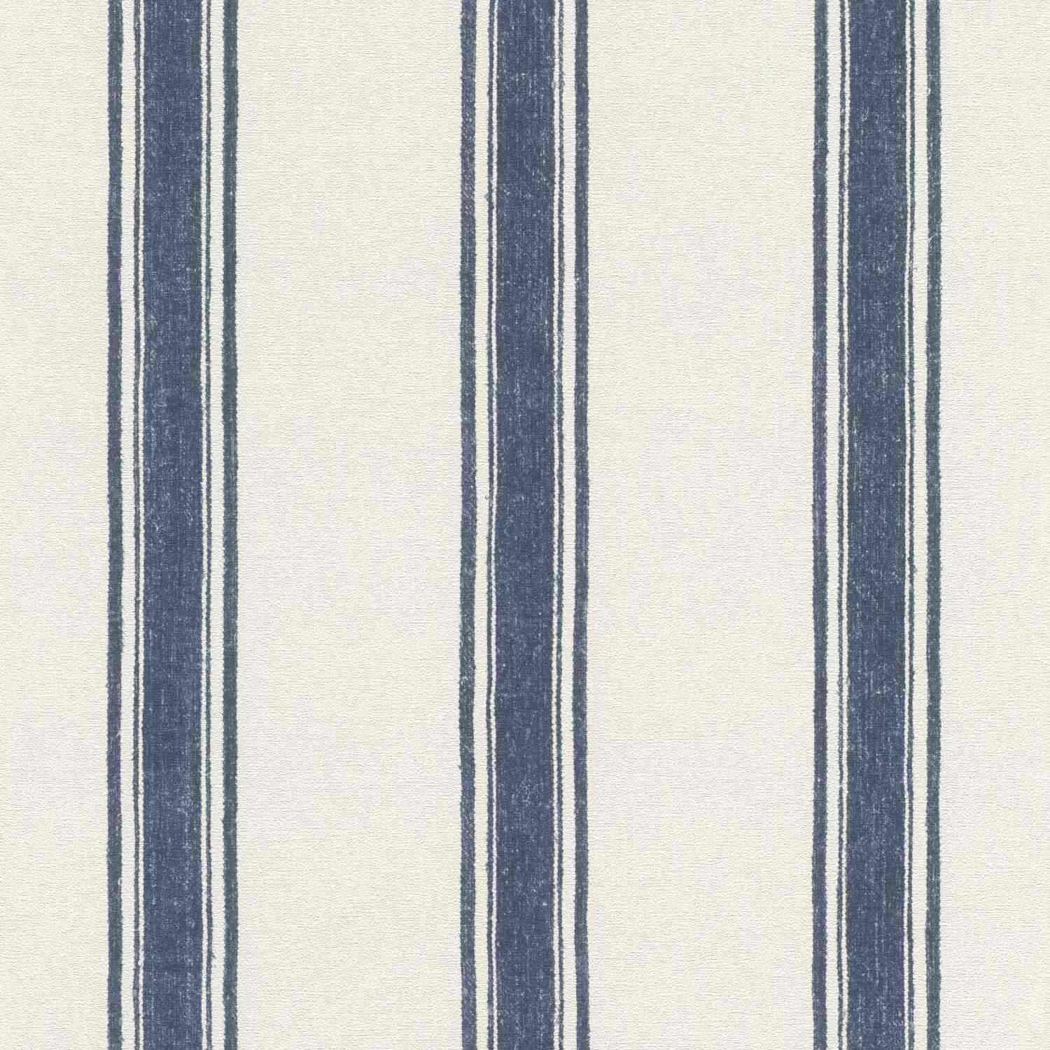 Rasch | Lirico | 555646 | Vliestapete | Streifenoptik | 0.53 x 10.05 m | Blau | Weiß