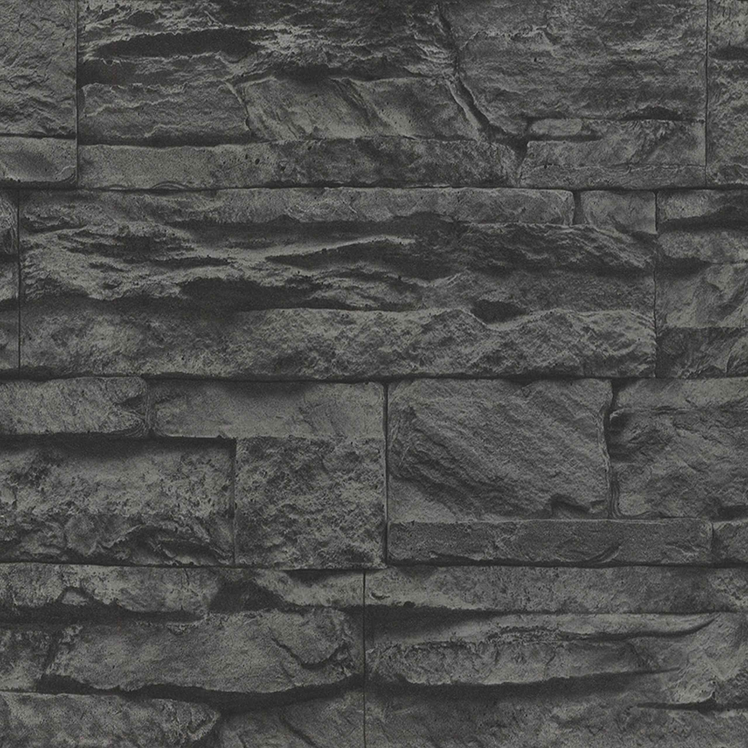 A.S. Creation | Wood'n Stone | 707123 | Vliestapete | Steinoptik | 0.53 x 10.05 m | Grau