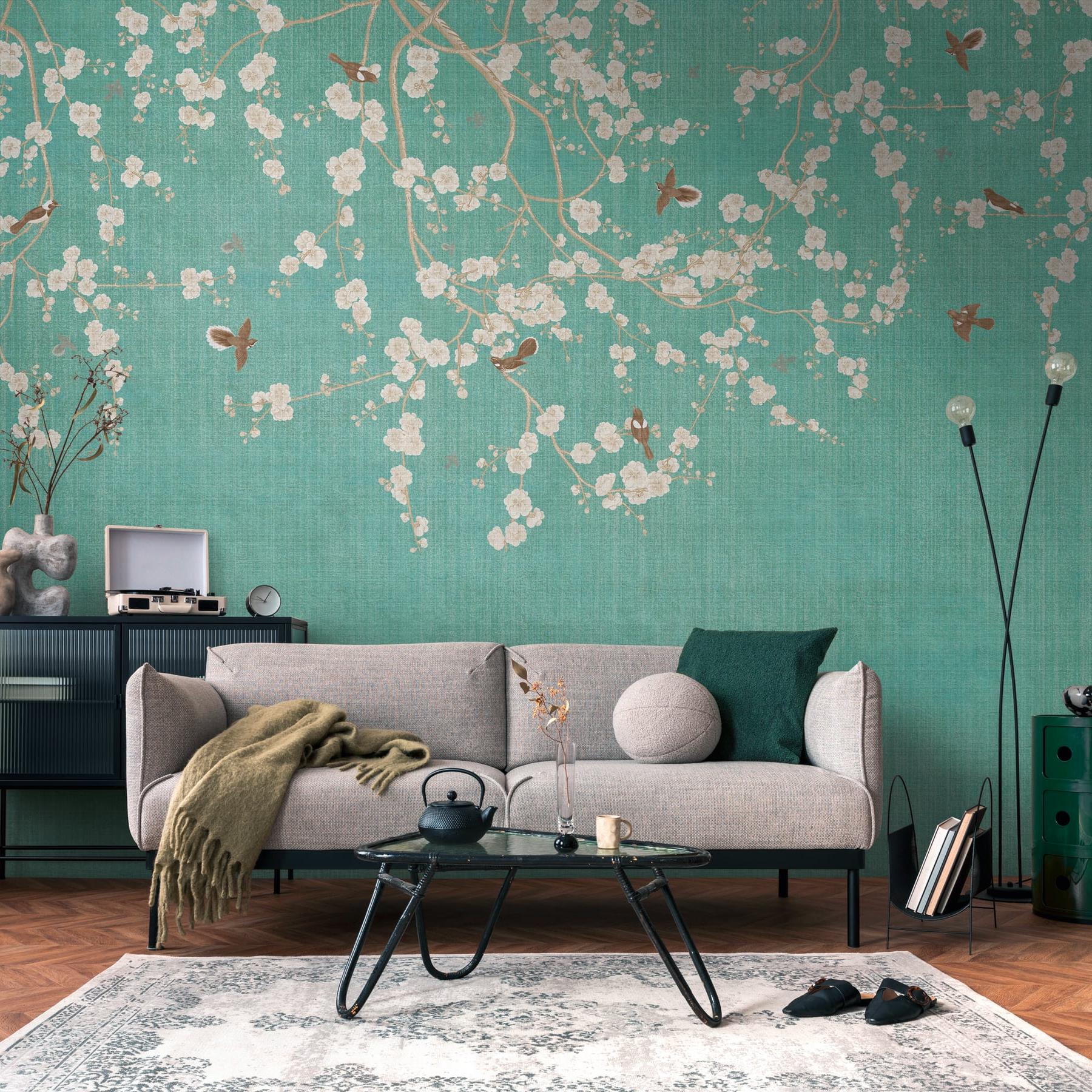 A.S. Creation Fototapete The Wall III 399211 Ein Motiv pro Rolle Blumen Floral Blau Creme