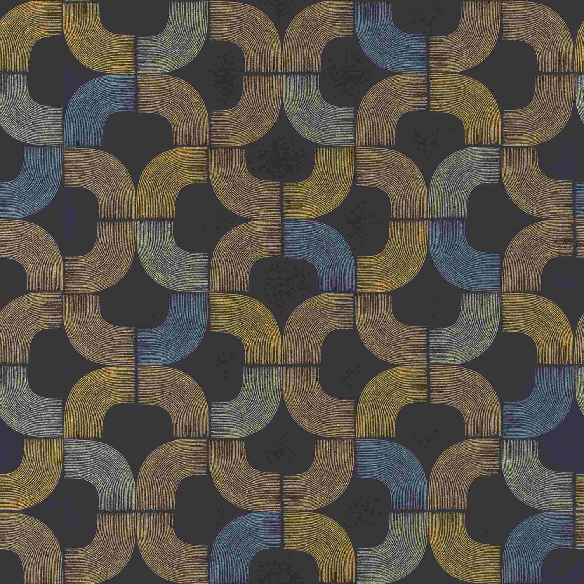 Rasch | Selection | 477313 | Vliestapete | Botanisch | 10.05 x 0.53 m | Schwarz | Gold | Blau