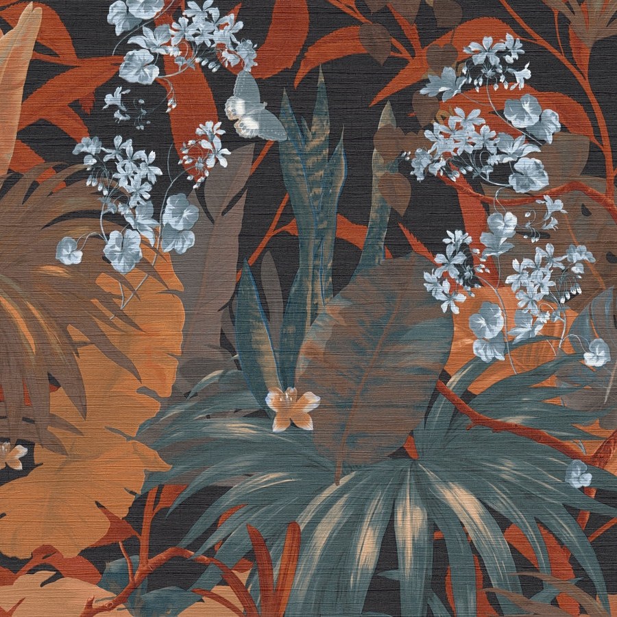 A.S. Creation | Desert Lodge | 385223 | Vliestapete | Botanisch | 0.53 x 10.05 m | Schwarz | Blau