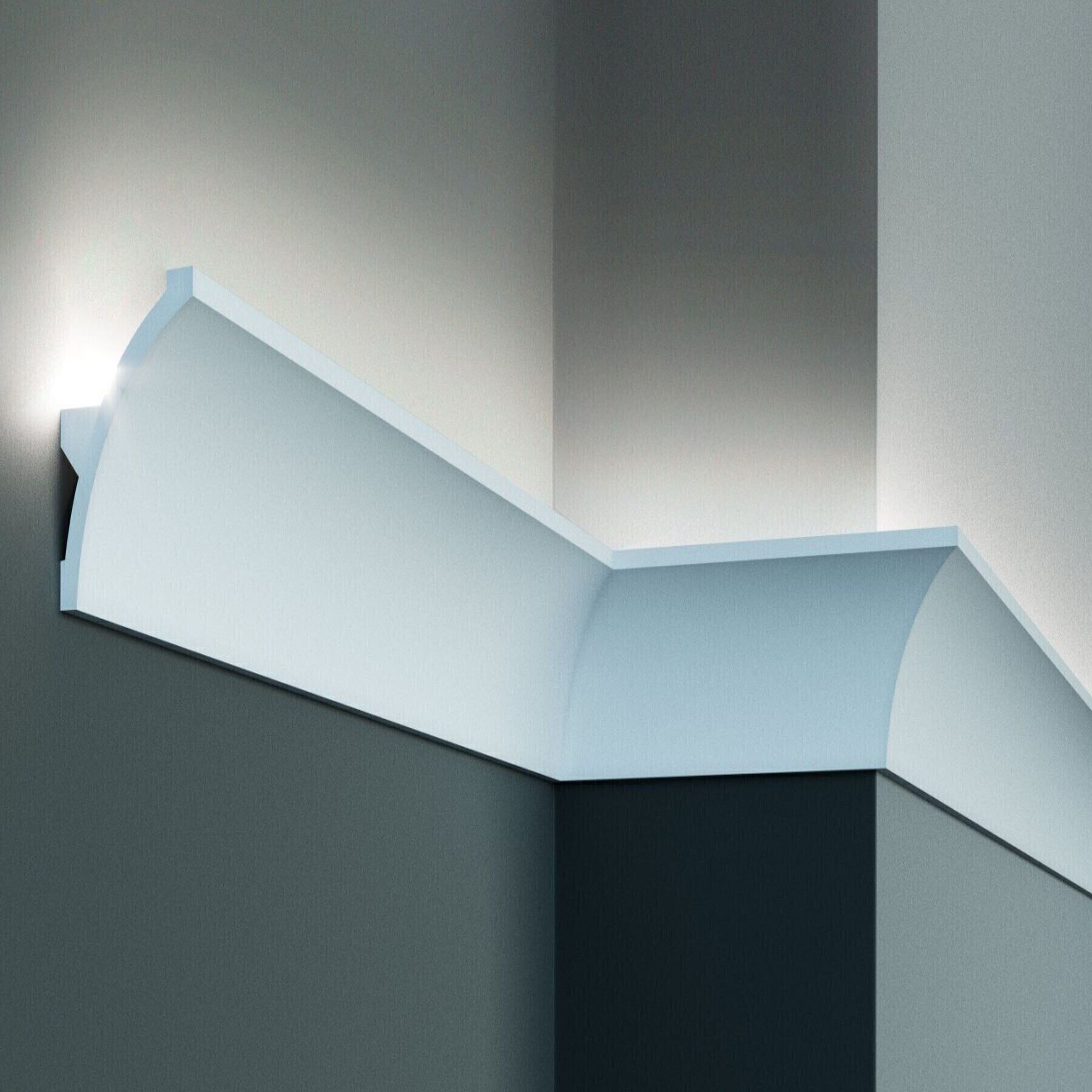 Elite Decor | Innenwinkel "KF702" | Polyurethan | 60 x 80 x 200 mm | Weiß | Stuckleisten Winkel