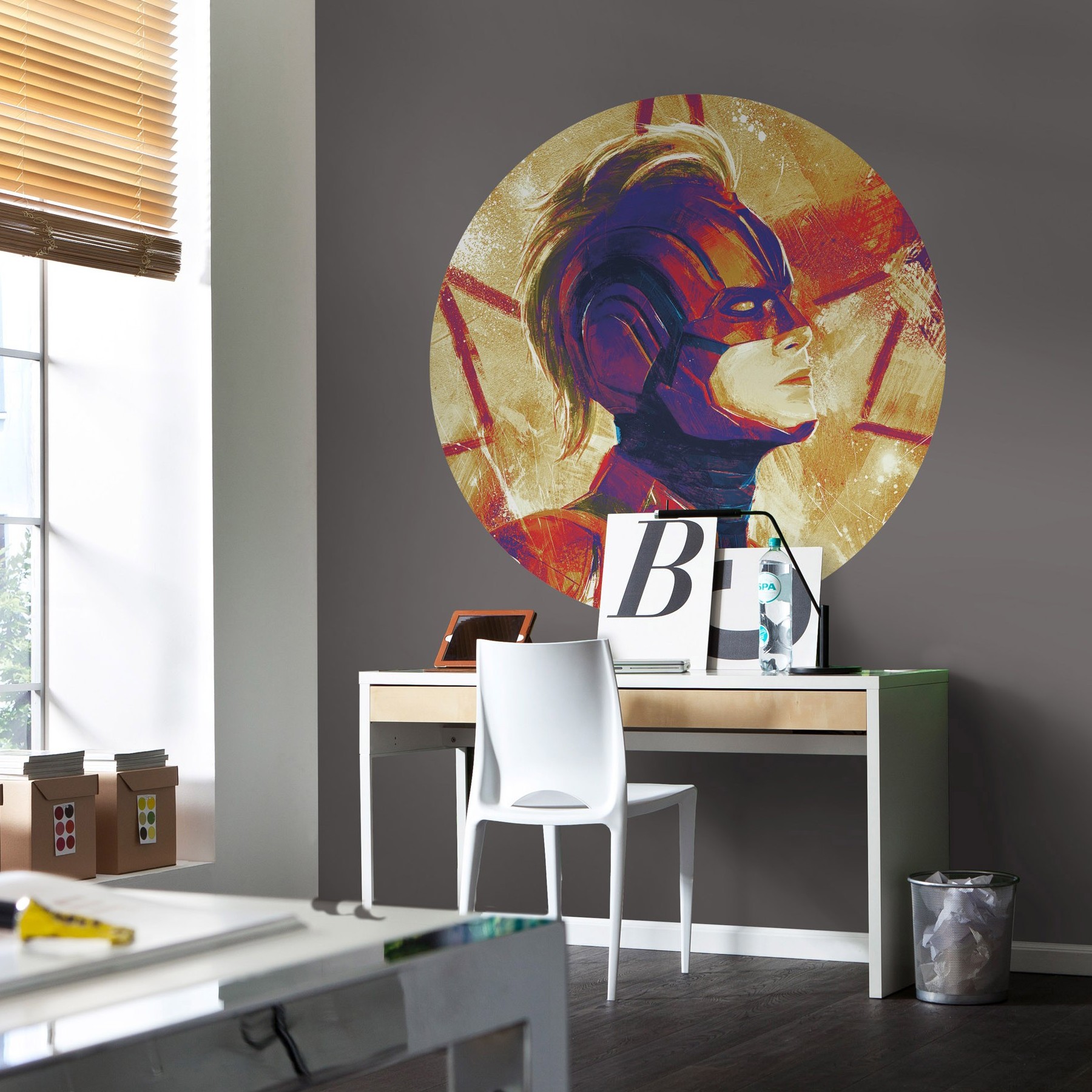 Komar Fototapete Marvel Avengers Painting Captain Helmet 125 x 125 cm Vlies Selbstklebend Irokese