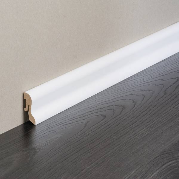 Sockelleiste | MDF foliert | 20 mm x 40 mm x 2500 mm | Uni Weiß | 73572 | geschwungen Sockelleiste | MDF foliert | 20 mm x 40 mm x 2500 mm | Uni Weiß | 73572 | geschwungen