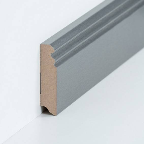 Fußleisten / Sockelleisten "Essen" (Berliner Profil / MDF foliert / 719.8.33) - Farbe: Edelstahl (Default) 2 Fußleisten / Sockelleisten "Essen" (Berliner Profil / MDF foliert / 719.8.33) - Farbe: Edelstahl (Default) 2