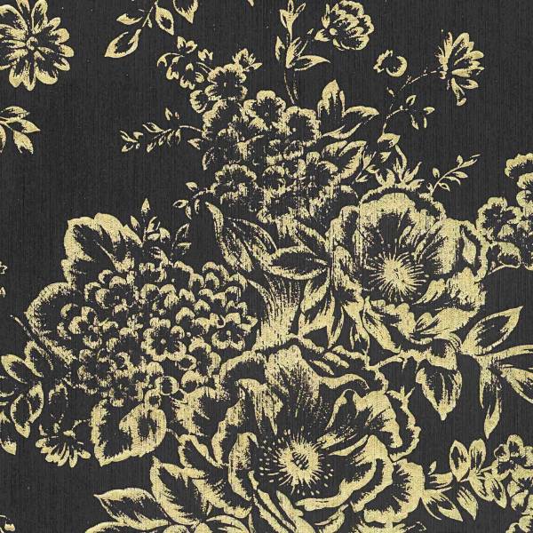 A.S. Creation | Metallic Silk | 306577 | Vliestapete | Blumenoptik | 0.53 x 10.05 m | Schwarz
