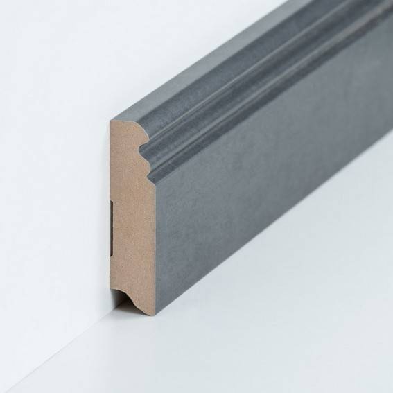 Fußleisten / Sockelleisten "Essen" (Berliner Profil / MDF foliert / 719.8.46) - Farbe: Stahl natur (Default) Fußleisten / Sockelleisten "Essen" (Berliner Profil / MDF foliert / 719.8.46) - Farbe: Stahl natur (Default)