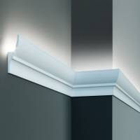 Elite Decor | Innenwinkel "KF701" | Polyurethan | 40 x 70 x 200 mm | Weiß | Stuckleisten Winkel