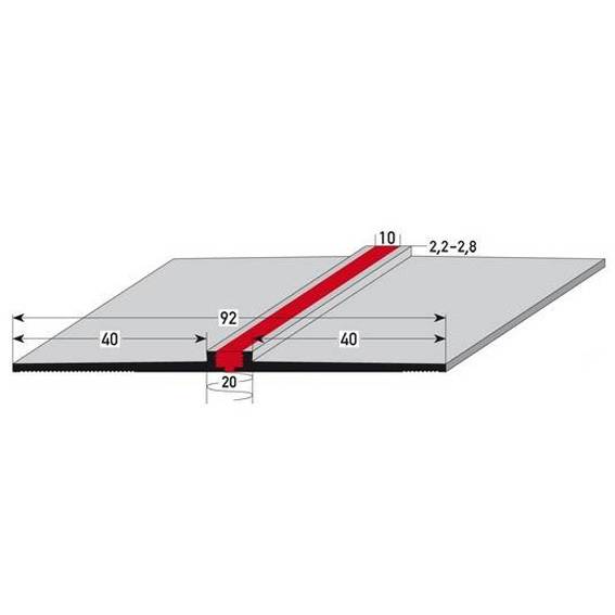 Auer | Dehnungsfugen- & Fliesenprofile Portengen | 92 x 2500 mm | Einfasshöhe 2.2 - 2.8 mm | Alu Auer | Dehnungsfugen- & Fliesenprofile Portengen | 92 x 2500 mm | Einfasshöhe 2.2 - 2.8 mm | Alu