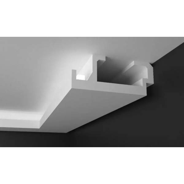 Elite Decor | Lichtleiste "KD408" | Polystyrol | 195 x 80 x 1150 mm | Weiß | Styropor Deckenleiste Elite Decor | Lichtleiste "KD408" | Polystyrol | 195 x 80 x 1150 mm | Weiß | Styropor Deckenleiste