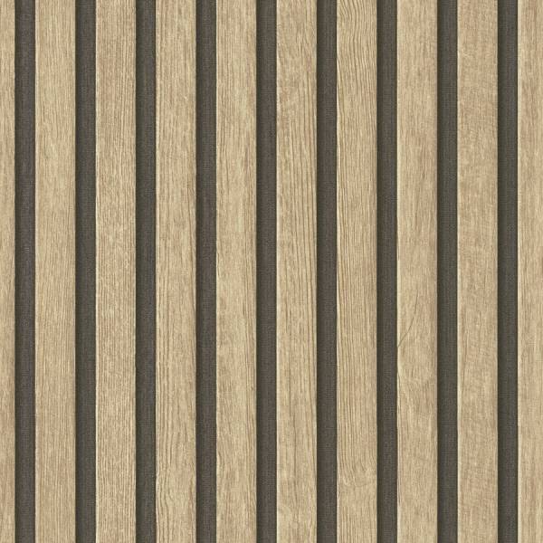 A.S. Creation | Holzpaneele | Lamellen | 391091 | Vliestapete | Streifen |  0.53 x 10.05 m | Beige