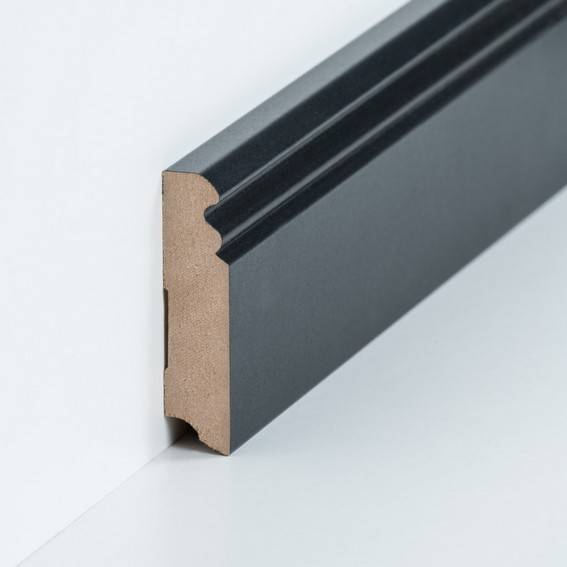 Fußleisten / Sockelleisten "Essen" (Berliner Profil / MDF foliert / 719.8.39) - Farbe: Schwarz (Default) 3 Fußleisten / Sockelleisten "Essen" (Berliner Profil / MDF foliert / 719.8.39) - Farbe: Schwarz (Default) 3