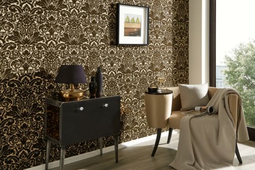 Tapete Schwarz Gold