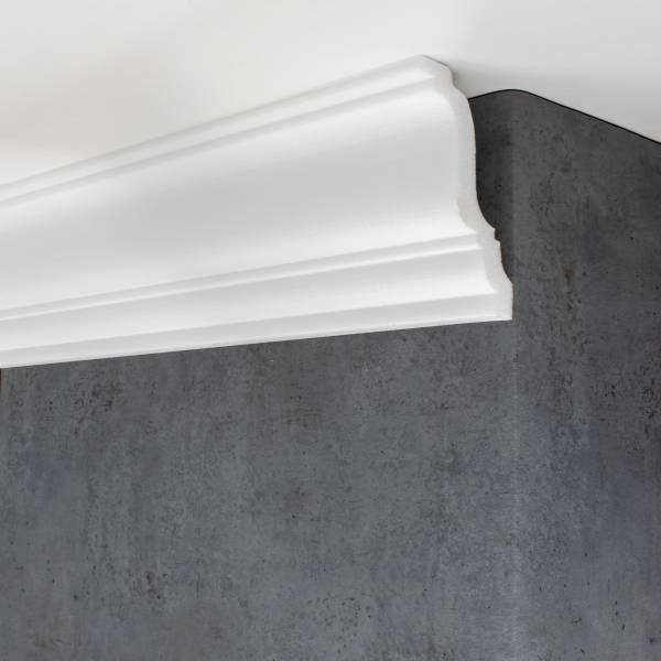 Wiesemann | Stuckleiste Ambelia 21 | Polystyrol | 85 x 120 x 2000 mm | Deckenleiste | Weiß Wiesemann | Stuckleiste Ambelia 21 | Polystyrol | 85 x 120 x 2000 mm | Deckenleiste | Weiß