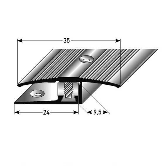 Auer | Übergangsprofil Vernon | B 35 mm | Einfasshöhe 7 - 17 mm | Übergangsschiene | Alu eloxiert Auer | Übergangsprofil Vernon | B 35 mm | Einfasshöhe 7 - 17 mm | Übergangsschiene | Alu eloxiert