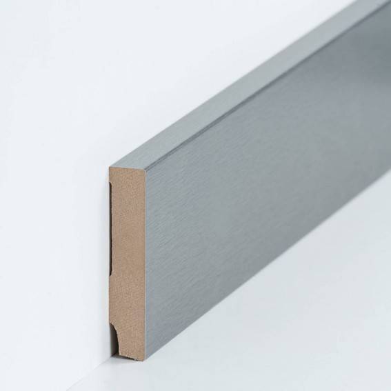 Fußleisten / Sockelleisten "Celle" (MDF foliert / 721.168.33) - Farbe: Edelstahl (Default) Fußleisten / Sockelleisten "Celle" (MDF foliert / 721.168.33) - Farbe: Edelstahl (Default)