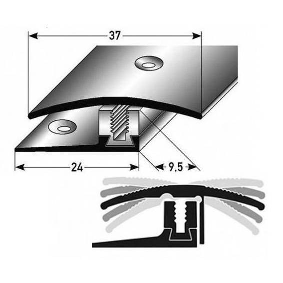 Auer | Übergangsprofil Perth | B 37 mm | Einfasshöhe 7 - 17 mm | Übergangsschiene | Edelstahl Auer | Übergangsprofil Perth | B 37 mm | Einfasshöhe 7 - 17 mm | Übergangsschiene | Edelstahl