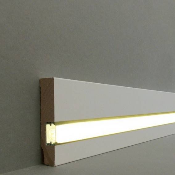 PROVISTON | Licht Sockelleiste "Cuxhaven" | MDF | 16 x 70 x 2500 mm | Weiß | LED Fußleiste PROVISTON | Licht Sockelleiste "Cuxhaven" | MDF | 16 x 70 x 2500 mm | Weiß | LED Fußleiste