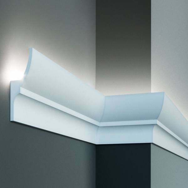 Elite Decor | Lichtleiste KF712| Polystyrol | 100 x 55 x 2000 mm | Weiß | Styropor Zierleiste Elite Decor | Lichtleiste KF712| Polystyrol | 100 x 55 x 2000 mm | Weiß | Styropor Zierleiste