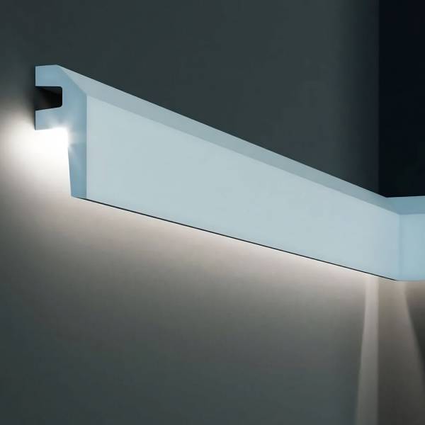 Elite Decor | Lichtleiste "KF718" | Polyurethan | 34 x 79 x 2000 mm | Weiß | Styropor Zierleiste Elite Decor | Lichtleiste "KF718" | Polyurethan | 34 x 79 x 2000 mm | Weiß | Styropor Zierleiste