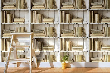 3D Tapete, Bücherregal, Bücheregal 3D Optik