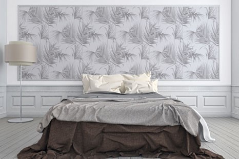 Schlafzimmer filigran, schlafzimmertapete grau, graue schlafzimmertapete