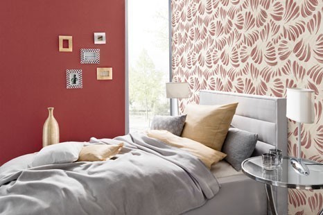 Tapete rot schlafzimmer, rote schlafzimmertapete, Tapete rot Blumenmuster